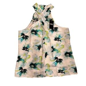 INC International Concepts Women's Floral Halter Top - Blue and Green